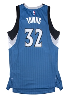 2015 Karl-Anthony Towns Game Used Minnesota Timberwovles Rookie Jersey Used on 11/9/2015 (NBA/MeiGray)